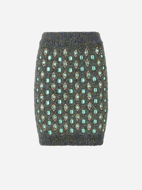 KNIT SKIRT WITH JEWEL EMBROIDERY