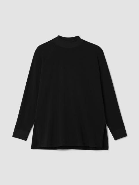 Cozy Brushed Terry Mock Neck Long Top