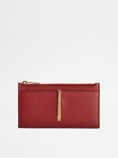 CARD HOLDER IN LEATHER - RED