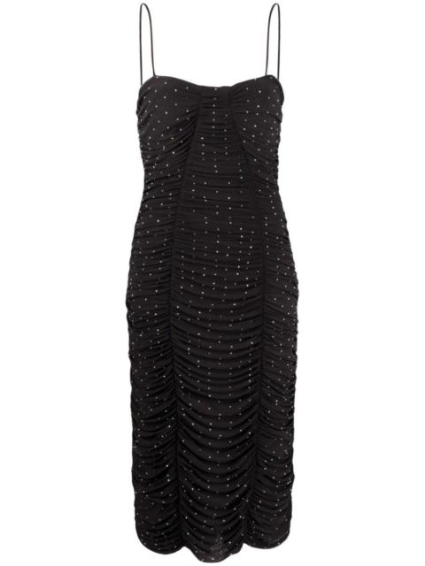 crystal-embellishment ruched dress