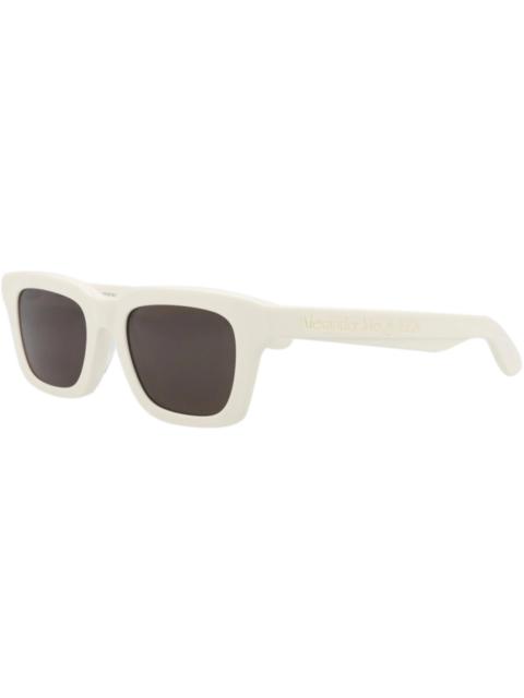 Alexander McQueen Square Rectangle Sunglasses White White Grey (AM0392S-30014333-005)