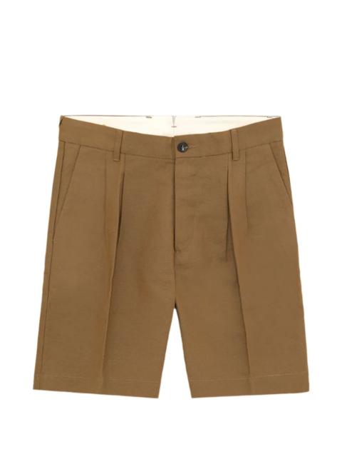 pleats cotton bermuda shorts