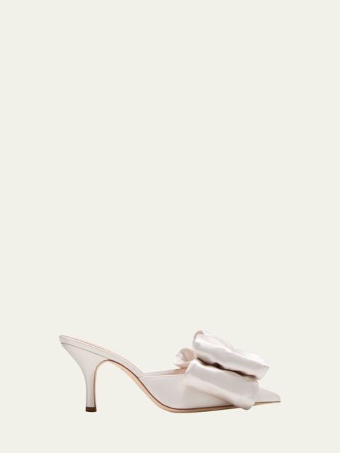 Margot Satin Bow Mule Pumps