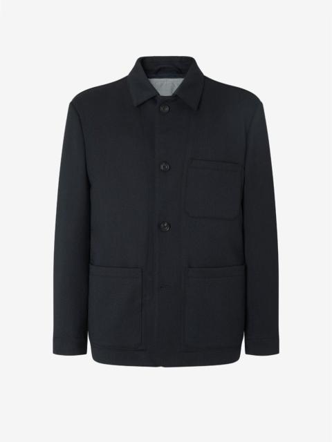 Blue stretch technical wool jacket