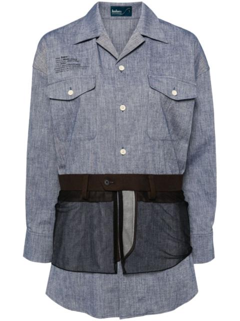 tulle layered camp collar shirt