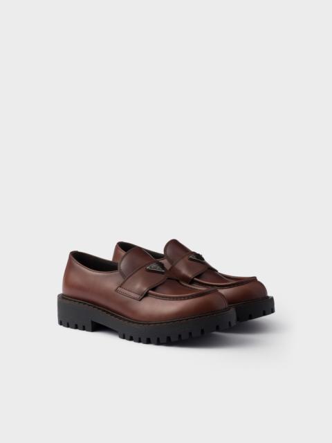 Brushed leather loafers