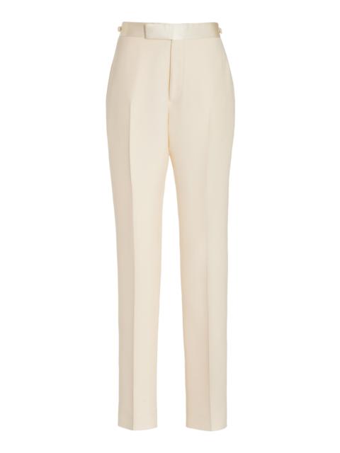 Simons Pant in Ivory Wool Silk Cady