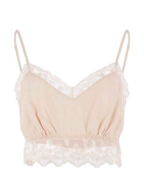 lace-trim V-neck top