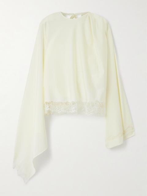 Lace-trimmed Satin Blouse