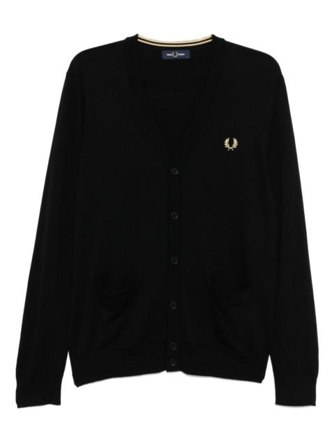 embroidered-logo cardigan