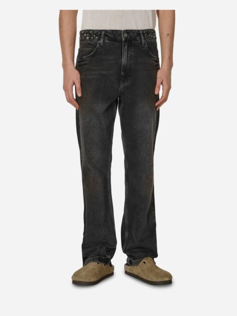 Embellished Flare Pants Aged Black Wash