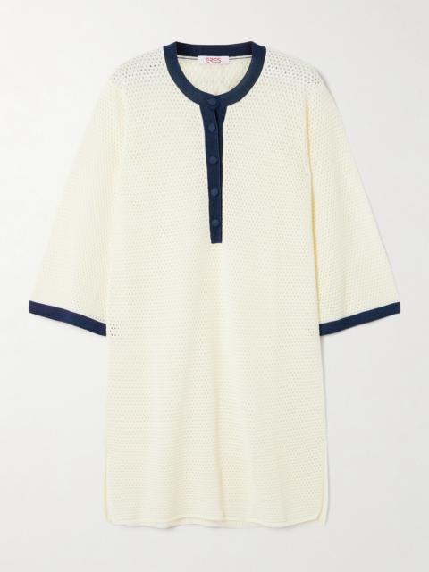 Albatros Open-knit Cotton-blend Mini Dress