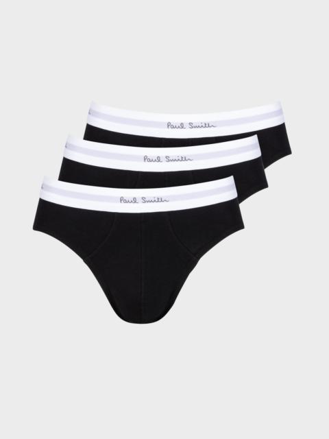 Black Cotton-Stretch Briefs Three Pack