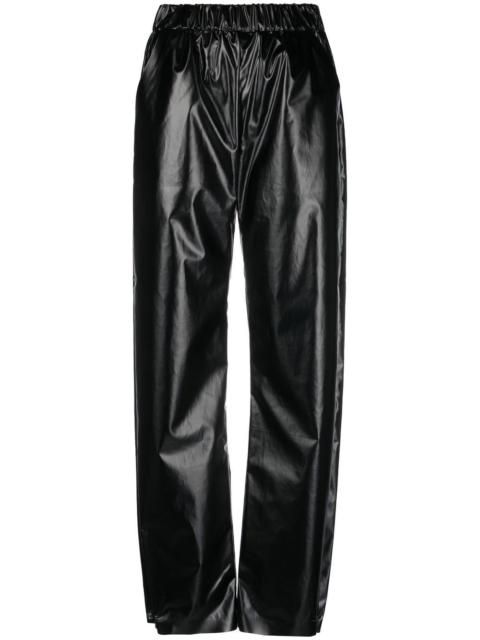 high-shine straight-leg trousers