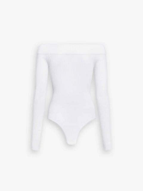 SCULPTING RIB KNIT OFF-SHOULDER BODYSUIT