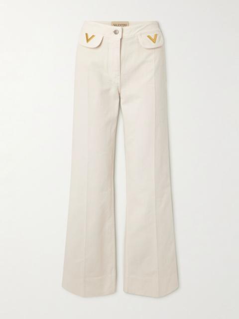 Embellished straight-leg jeans Cream