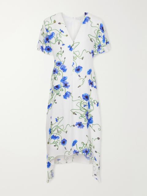 Floral-print Crepon Midi Dress