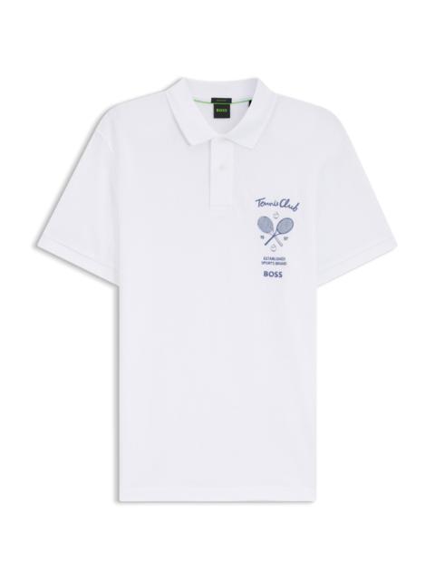 EMBROIDERED-ARTWORK POLO SHIRT IN COTTON MESH