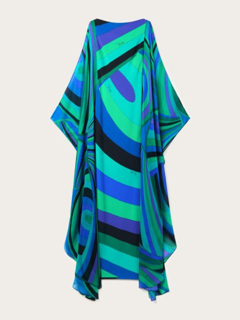 IRIDE PRINT WIDE SLEEVES LONG DRESS