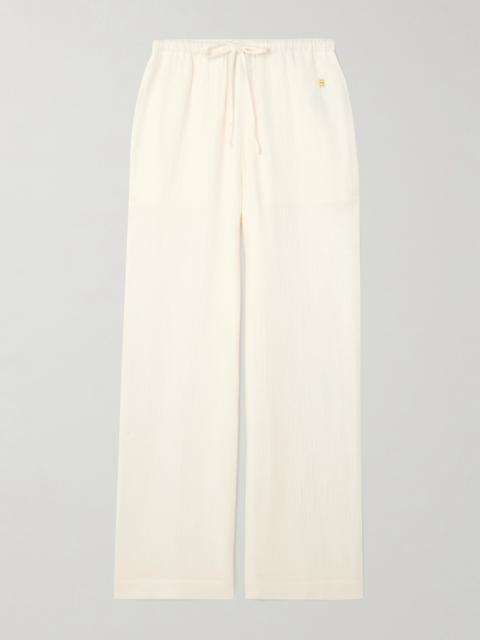 Brody Embellished Cotton-gauze Straight-leg Pants