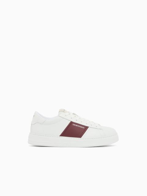 LEATHER SNEAKERS WITH CONTRASTING STRIPE