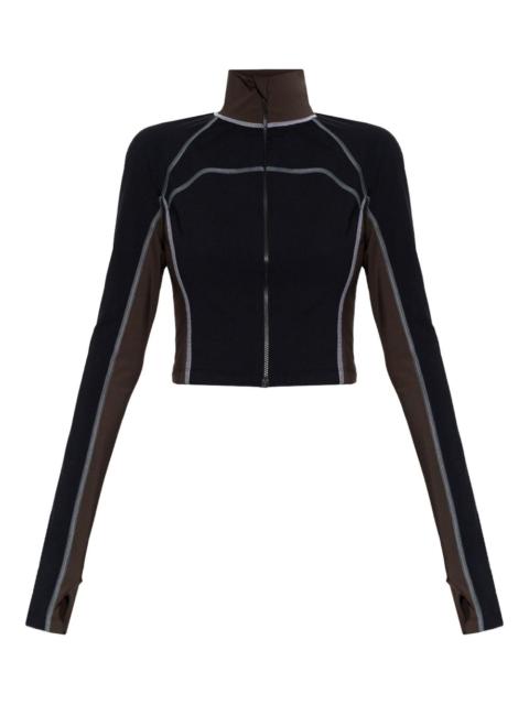 zip-up contrast sweater