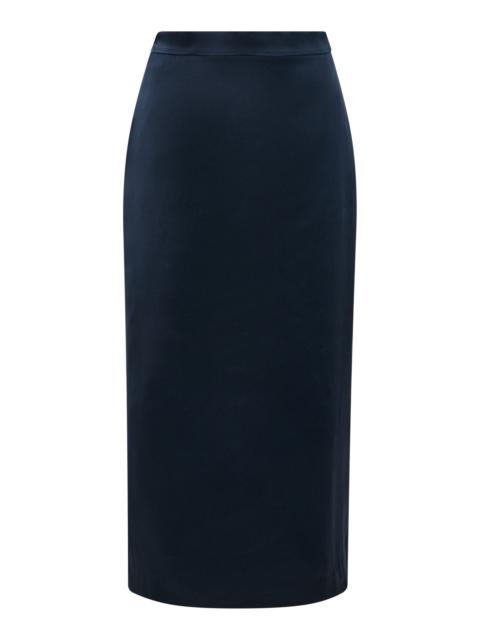 Lexi Silk Satin Midi Skirt blue