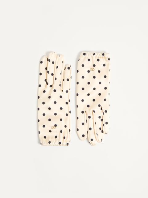 VLOGO SIGNATURE POLKA PRINT SILK GLOVES