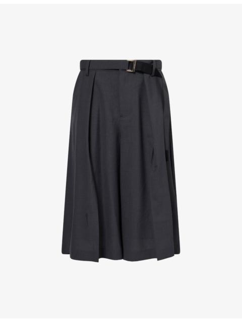 Cropped Wide-Leg Wool-Blend Trousers