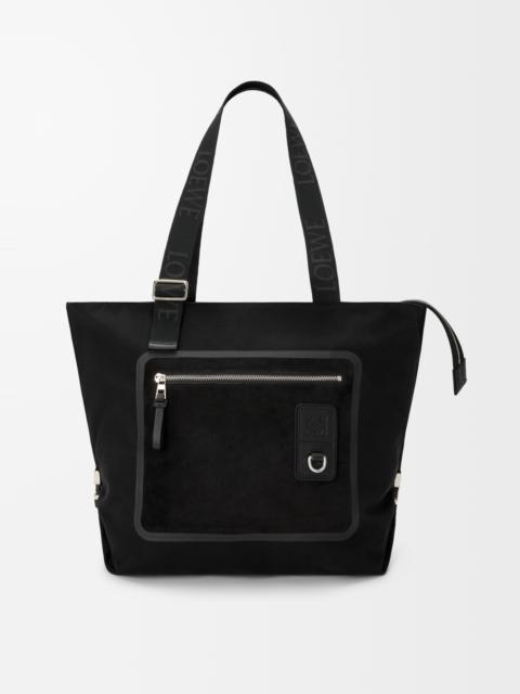 Flex zipped tote in canvas and suede