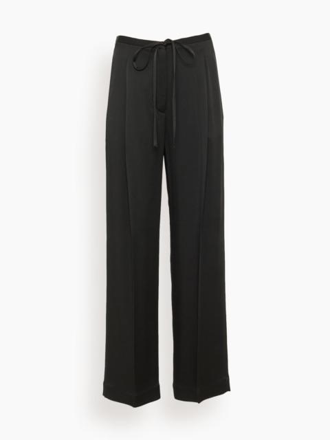 Relaxed Drawstring Satin Trousers in Black