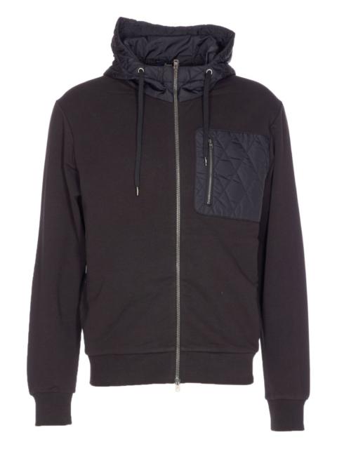 quilted-panel zip-up sweatshirt