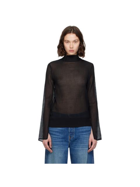 Black Slit Sleeve Blouse