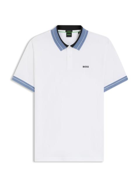 STRIPE-TRIM POLO SHIRT IN STRETCH COTTON