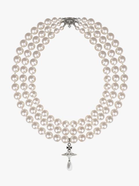 THREE ROW PEARL DROP CHOKER | SILVER/PEARL/MULTI