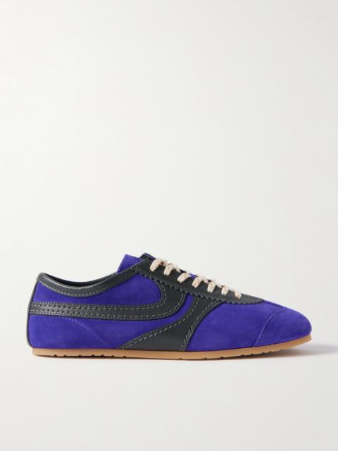 Leather-trimmed Suede Sneakers