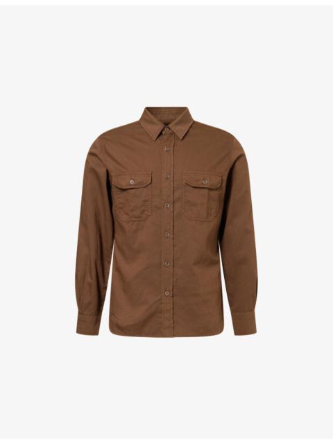 Regular-Fit Long-Sleeves Cotton And Linen Shirt
