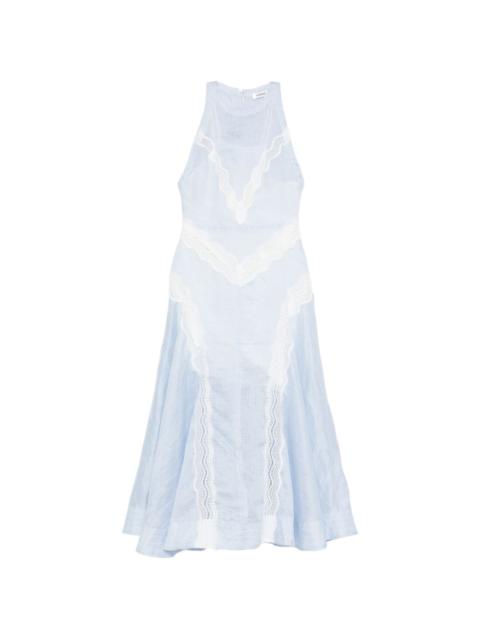 lace striped midi dress