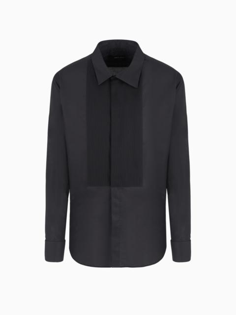 COTTON TUXEDO SHIRT WITH PLEATED DETAIL