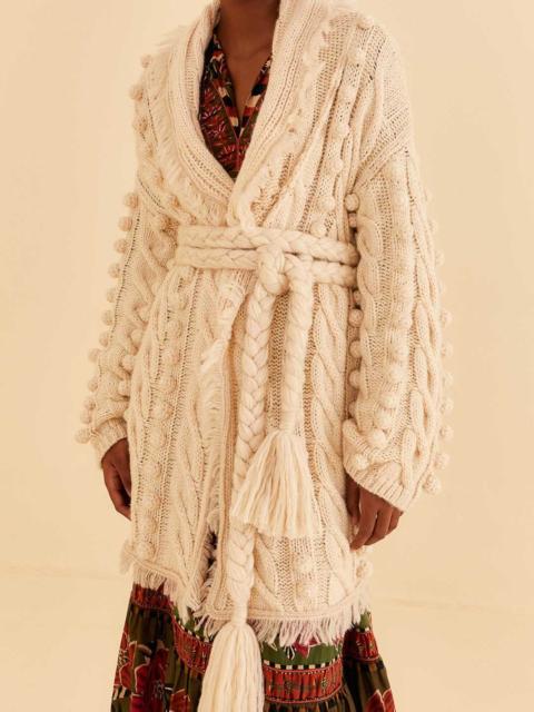 Khaki Braided Knit Cardigan