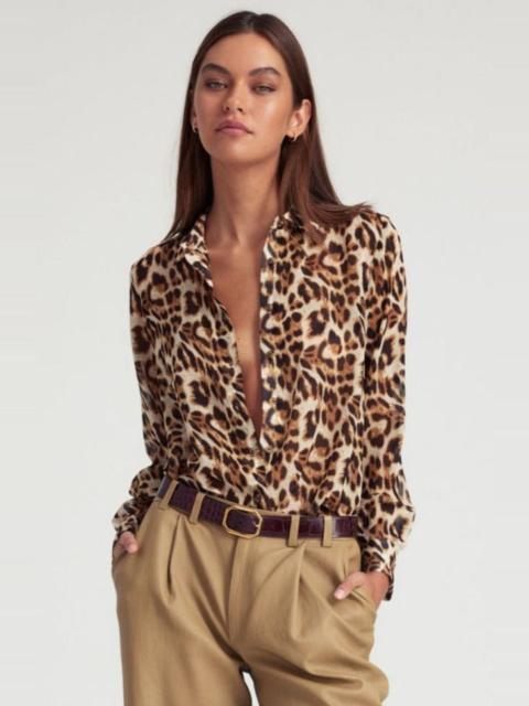 LEOPARD SILK FITTED BUTTON DOWN