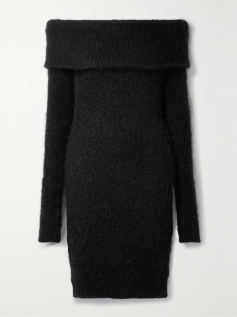 Aria Off-the-shoulder Brushed Knitted Mini Dress