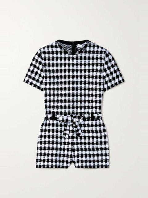 Belted houndstooth knitted playsuit