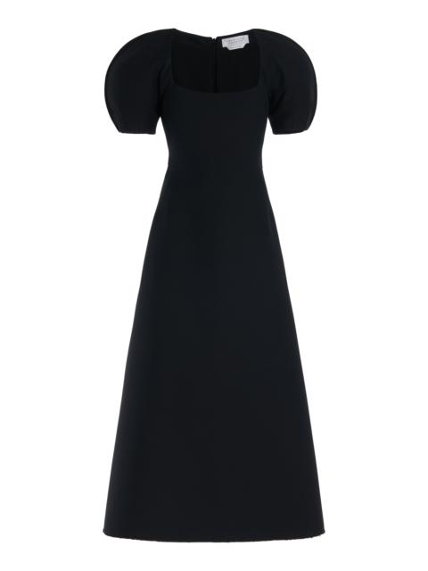 Niahm Dress in Black Wool Silk Cady