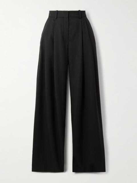 Pleated Wool-gabardine Wide-leg Pants