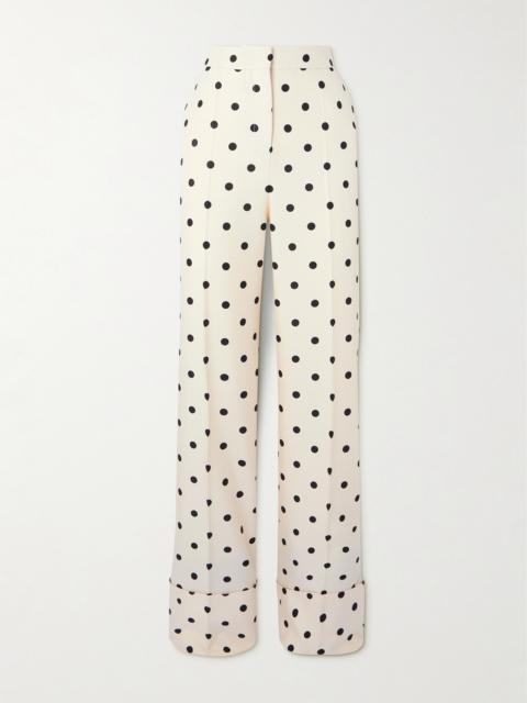 Polka-dot Silk-crepe Wide-leg Pants