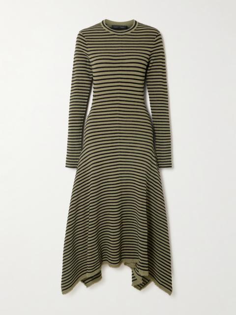 Didi Frayed Striped Knitted Midi Dress