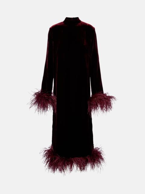 Gina Venti feather-trimmed midi dress