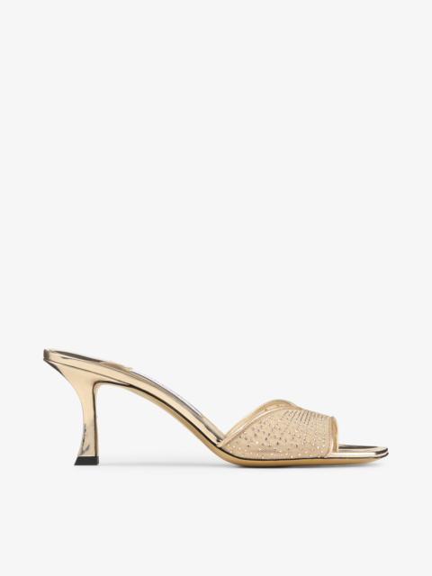 Skye 70
Gold Illusion Crystal Mesh and Liquid Metal Leather Sandals