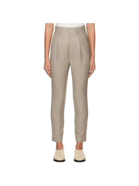 Beige Straight-Leg Trousers